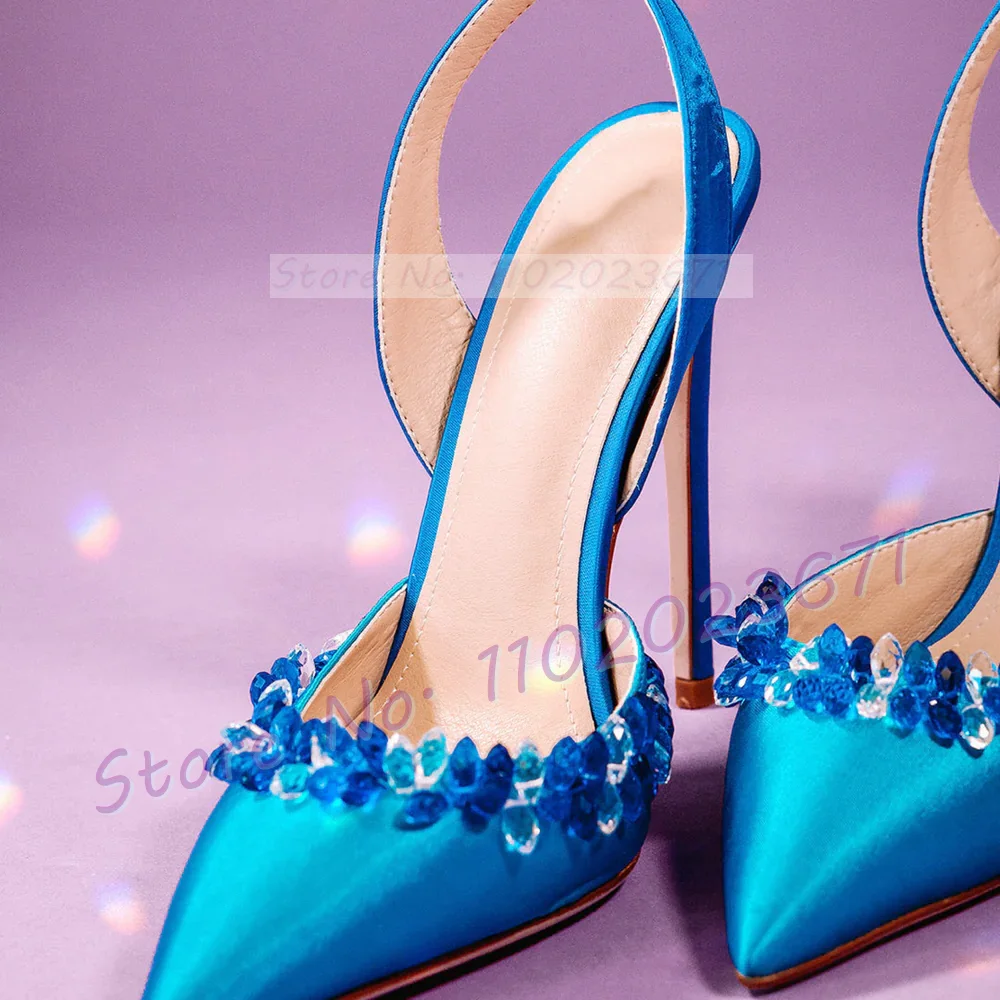 Blue Crystal Trim Elegant Sati - Slip Dress Satin reseña y precio