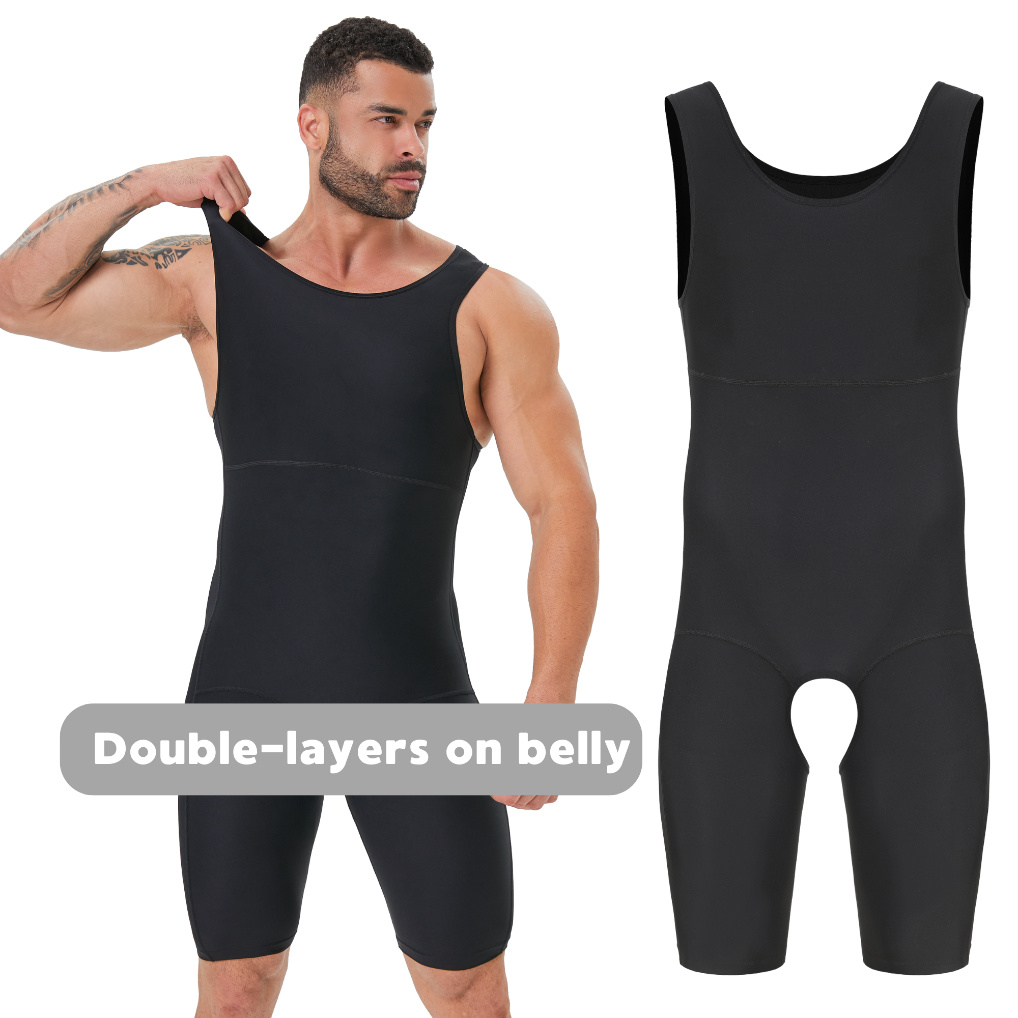 Men's Double Layer Tummy Contr - Shapewear Bodysuit Firm reseña y precio