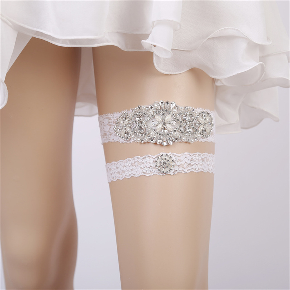 Rhinestone Wedding Garter Leg  - Garter Belt Set reseña y precio