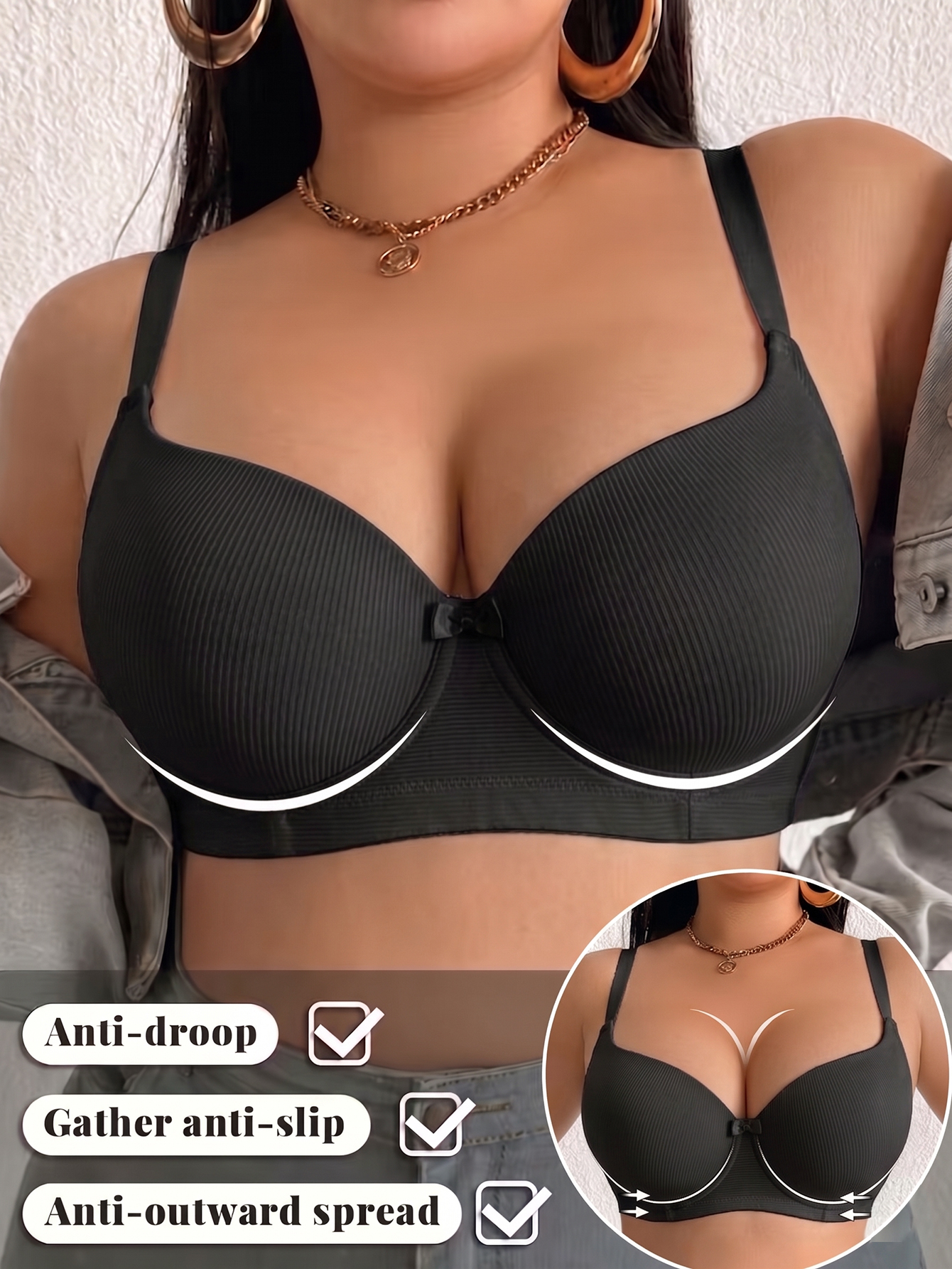 Plus Size Women Bra Thin Cup U - Push Up Bra Padded reseña y precio