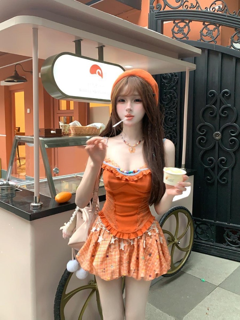 Summer New Orange Dopamine Swe - Cami Top Lace reseña y precio