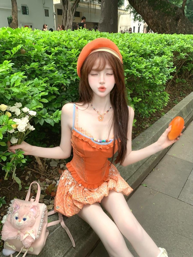 Summer New Orange Dopamine Swe - Cami Top Lace reseña y precio