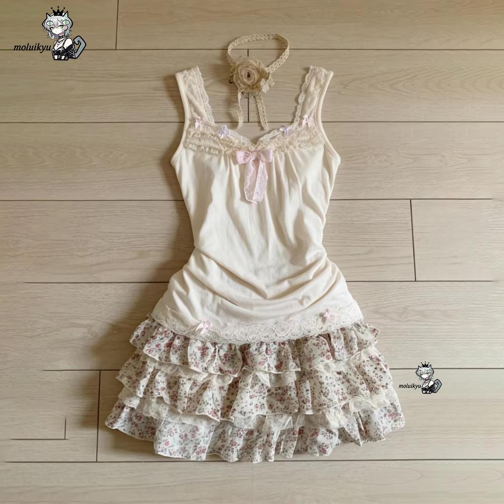 Women Y2K 2Pcs Outfit Set Lace - Cami Top Lace reseña y precio