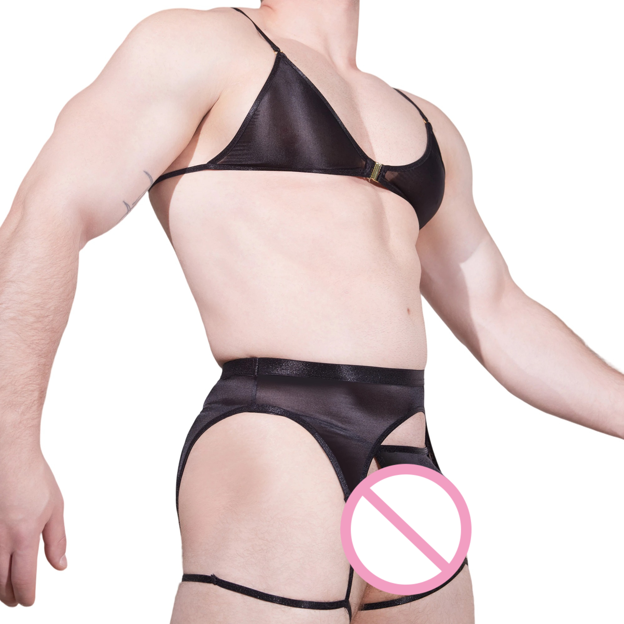 Men Novelty See-through Lace L - Garter Belt Set reseña y precio