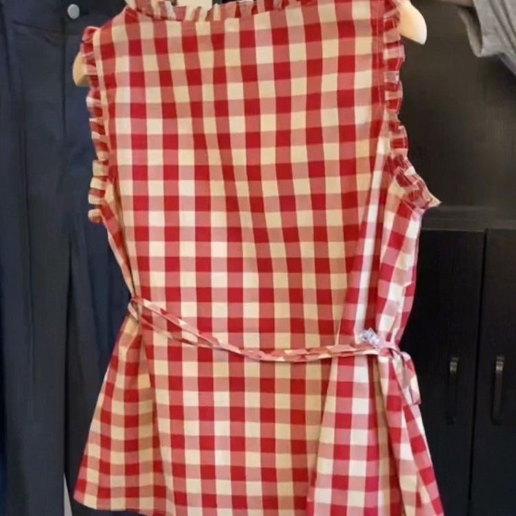 Retro Red Plaid Sleeveless Ves - Corset Waist Cinch reseña y precio