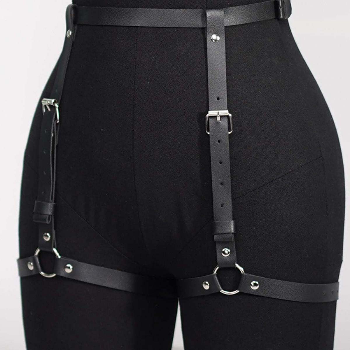 Oth Punk PU Leather Full Waist - Garter Belt Set reseña y precio